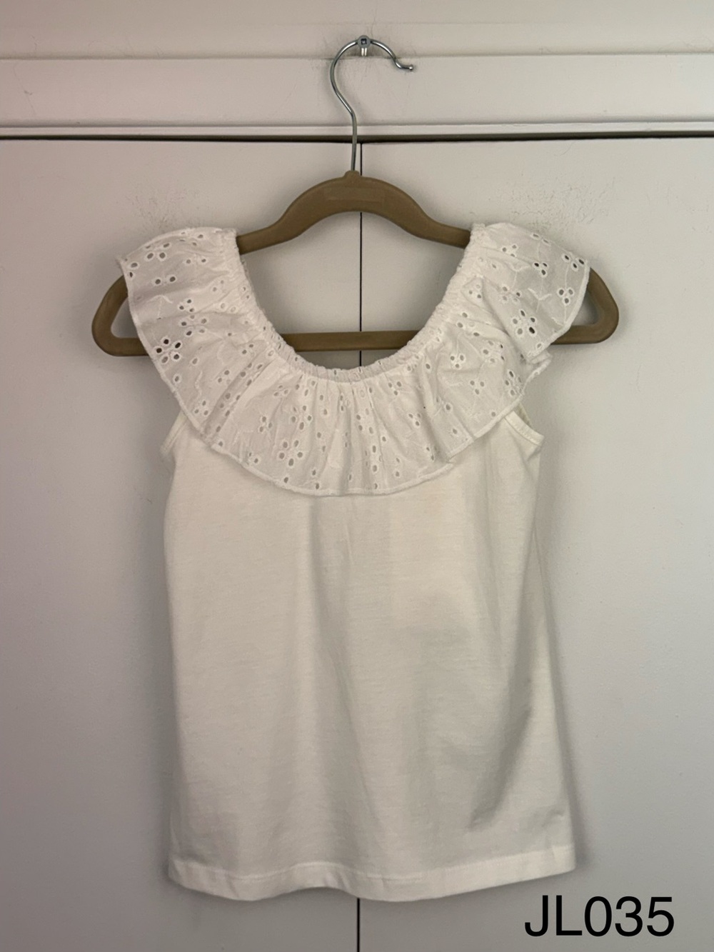 NWT ZARA Girls Swiss Embroidery Ruffle Top White Size 5